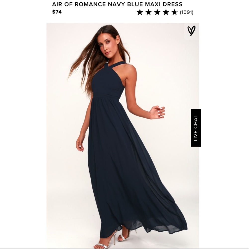 LULU’S AIR OF ROMANCE NAVY BLUE MAXI DRESS
